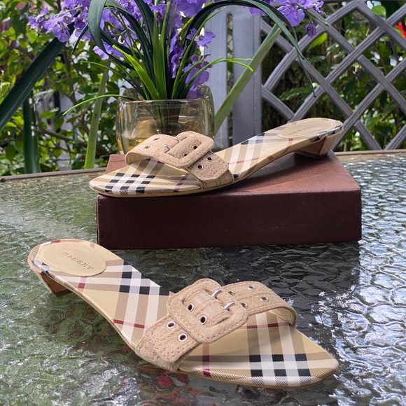 Burberry Beige Nova Check Suede Sandals - Picture 16 of 16